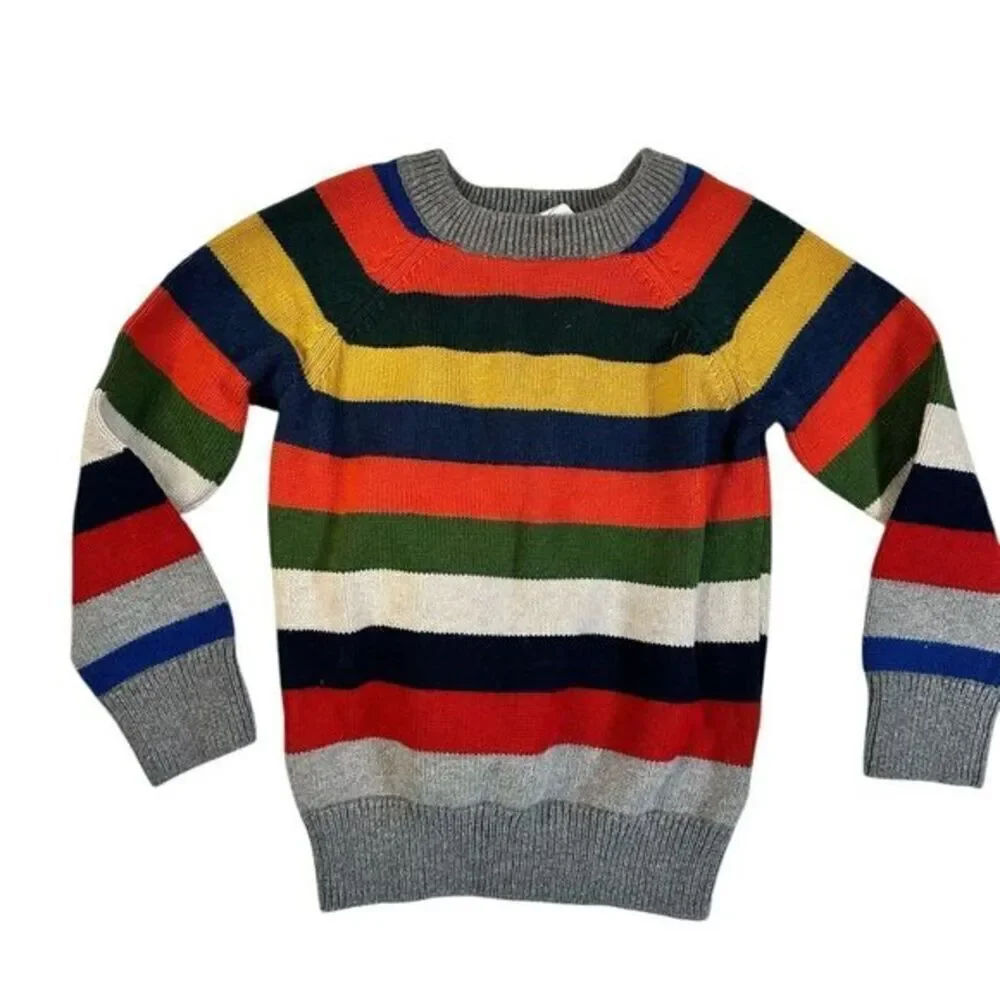 EUC Gap Kids Toddler Boy Gray Multi Color Striped Long Sleeve Sweater- Size 4T